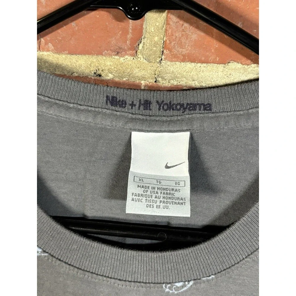 Vintage Y2K Nike Shirt Hitomi Yokoyama Streetwear Collab Gray Shirt Adult XL